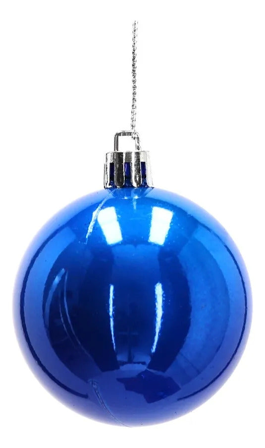 Set Esferas Navideñas lluvia Azul Rey 6 Cm Diseños Variados