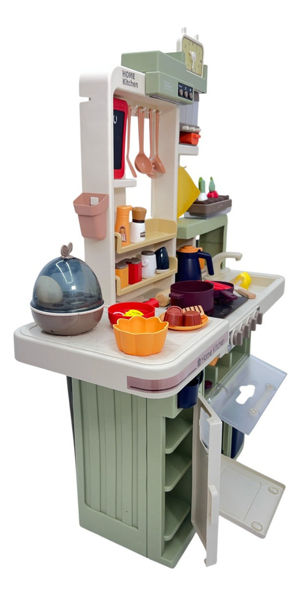 Cocina Infantil Marca Candy Toys Verde Olivo 88 Piezas