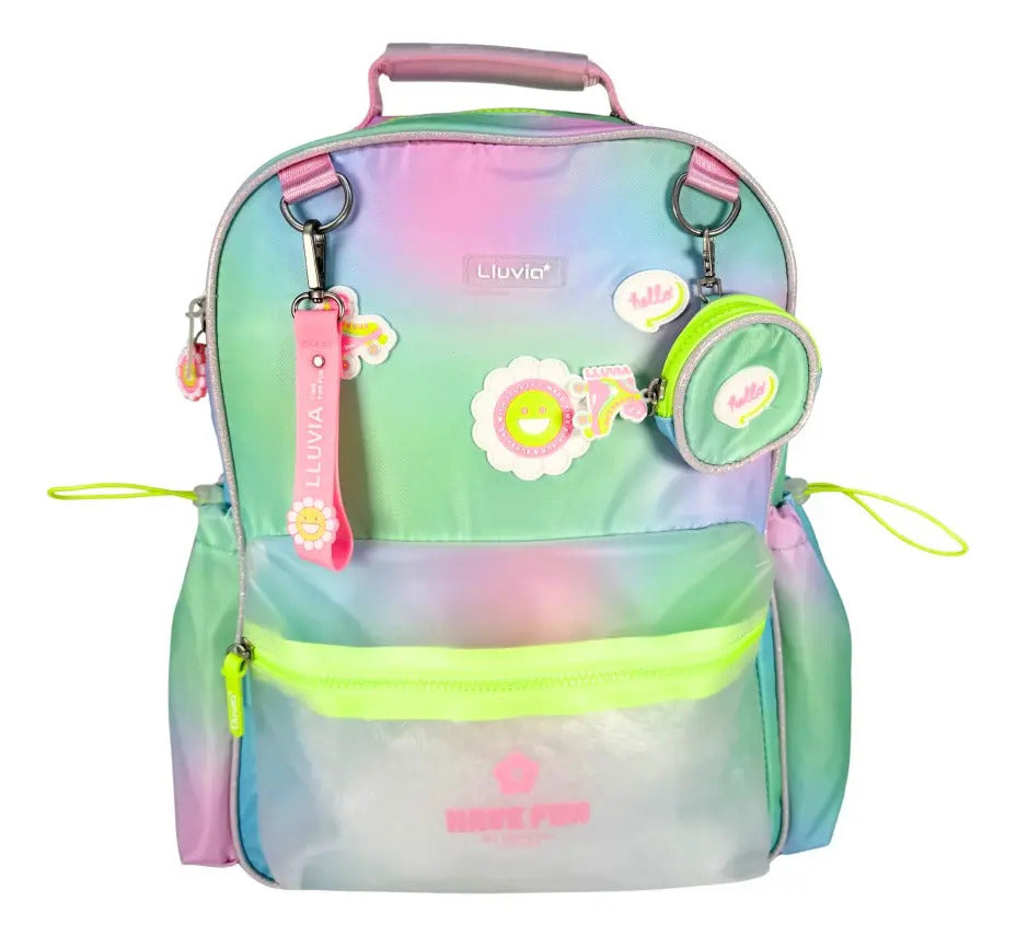 Mochila Juvenil  Lluvia Colores Difuminados