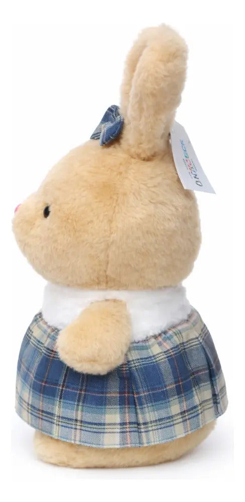 Peluche Conejita Con Vestido Cuadros 2 Colores 31 Cm