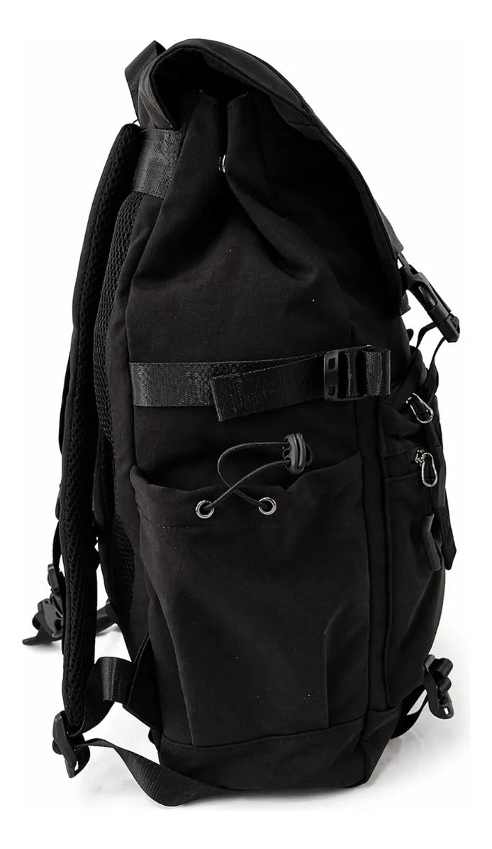 Mochila Lluvia Rolltop Negra Gran Capacidad Ajustable