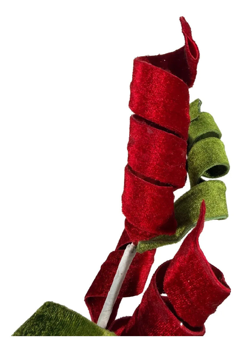 Rama de Curlis Lluvia Bicolor Rojo y Verde 52cm