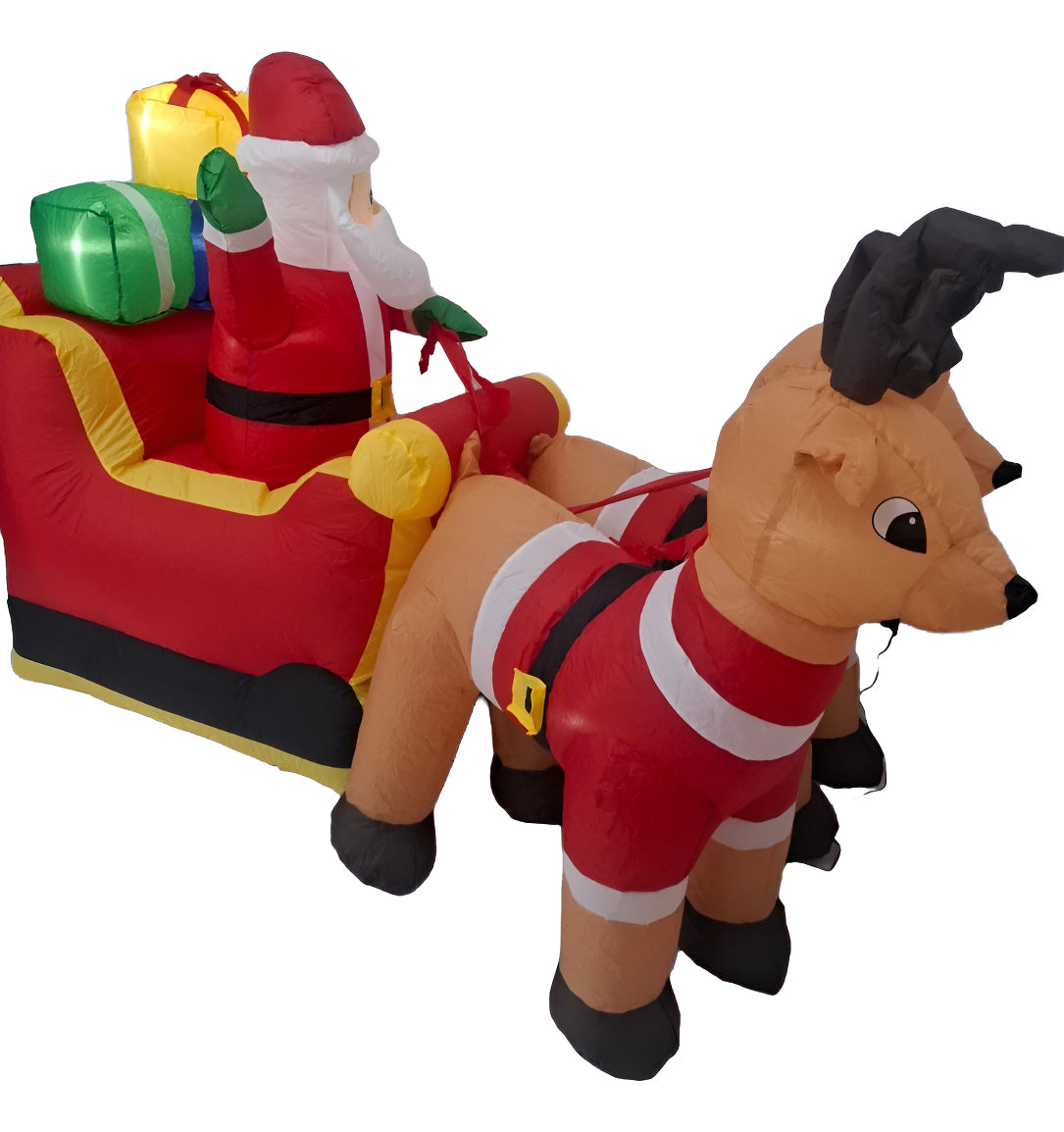 Inflable Decorativo De Navidad Santa Con Renos Marca Lluvia