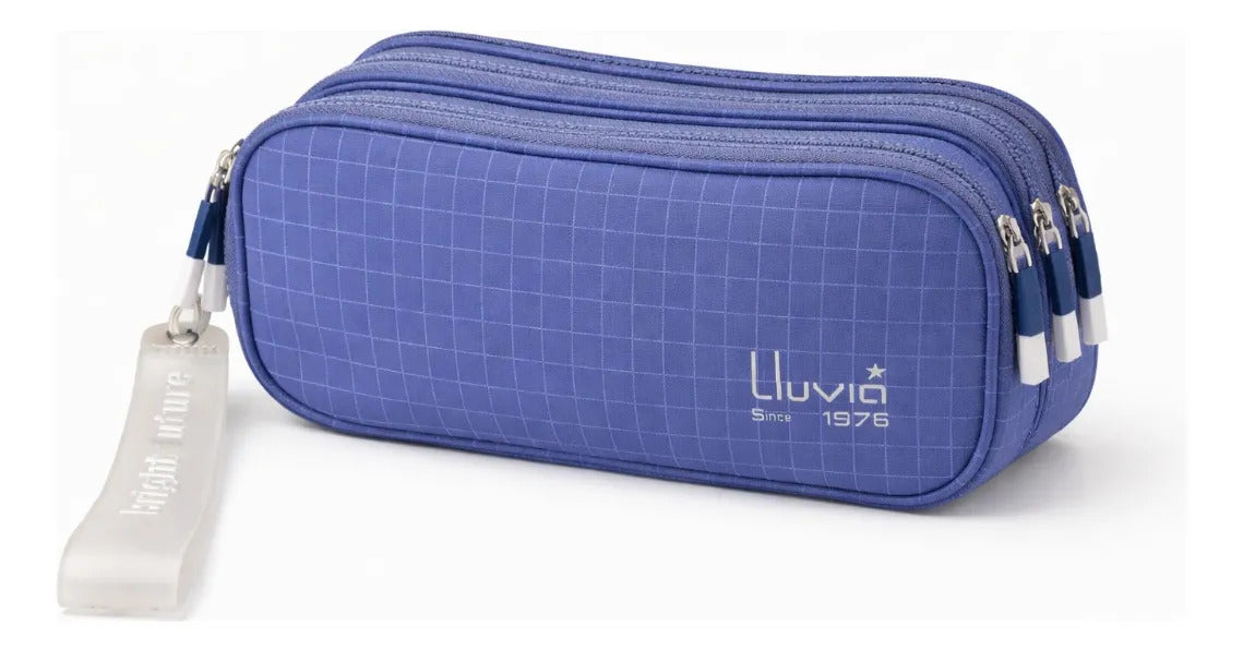 Lapicera Azul Lluvia Diseño Cuadriculado Práctico Espacioso