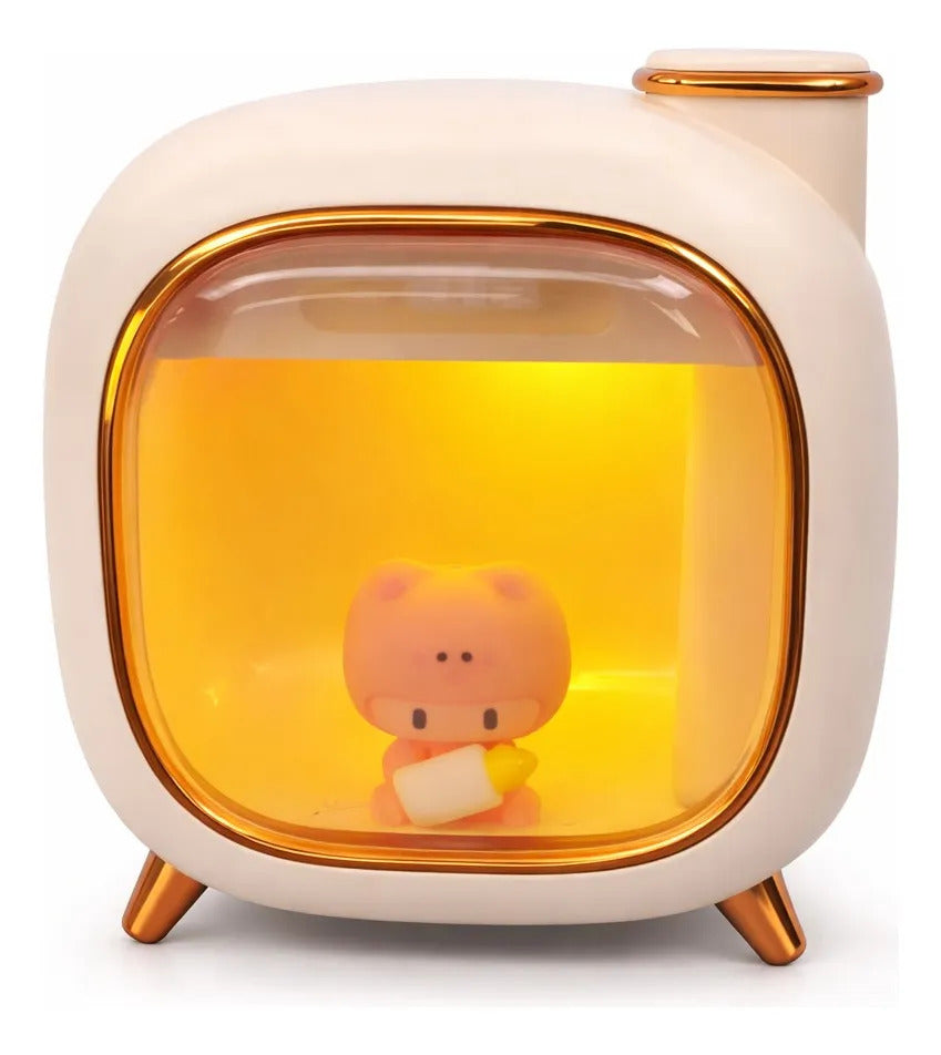 Humidificador Retro Tipo Tv 500 Ml Con Luz Y 8 Esencias