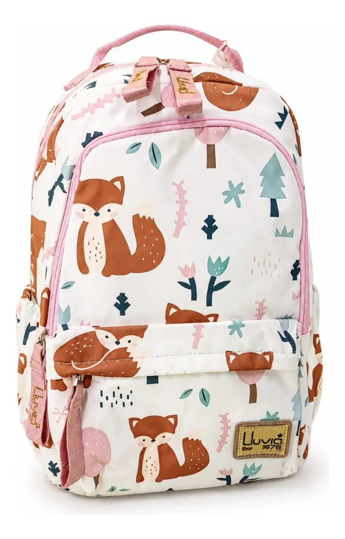 Mochila Escolar Lluvia Zorritos Del Bosque Con Bolsillo Secreto