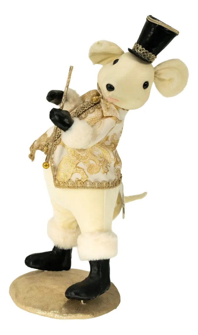 Muñeco Navideño Ratón Con Sombrero De Gala Y Traje 56x13x20