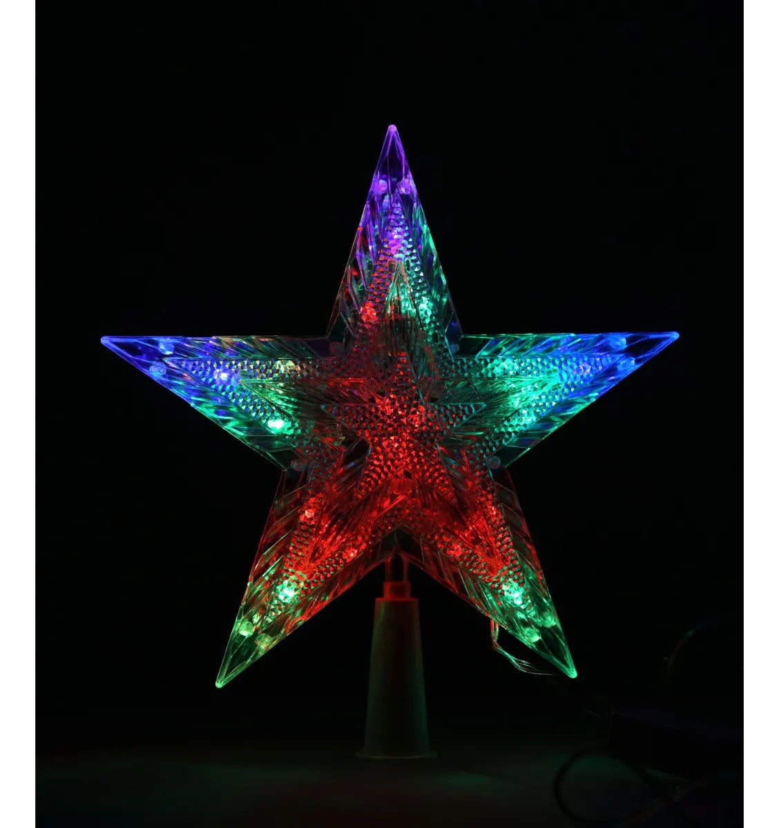 Punta De Árbol JL Estrella Multicolor Con Relieve 18 Led