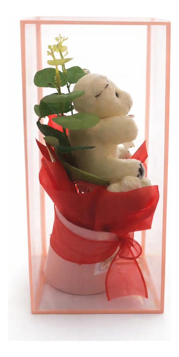 Detalle Romántico Con Flores Tejidas Infinitas Y Mini Oso
