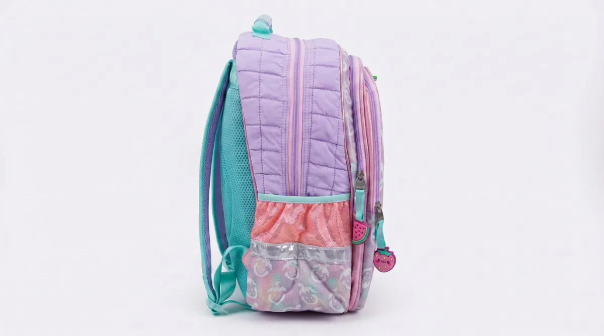Mochila Lluvia Perrito 3d Vaso Tapioca Color Lila Acolchada