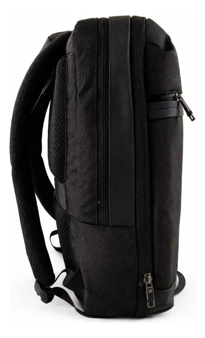 Mochila Lluvia Negra Oficina Minimalista 3 Cierres