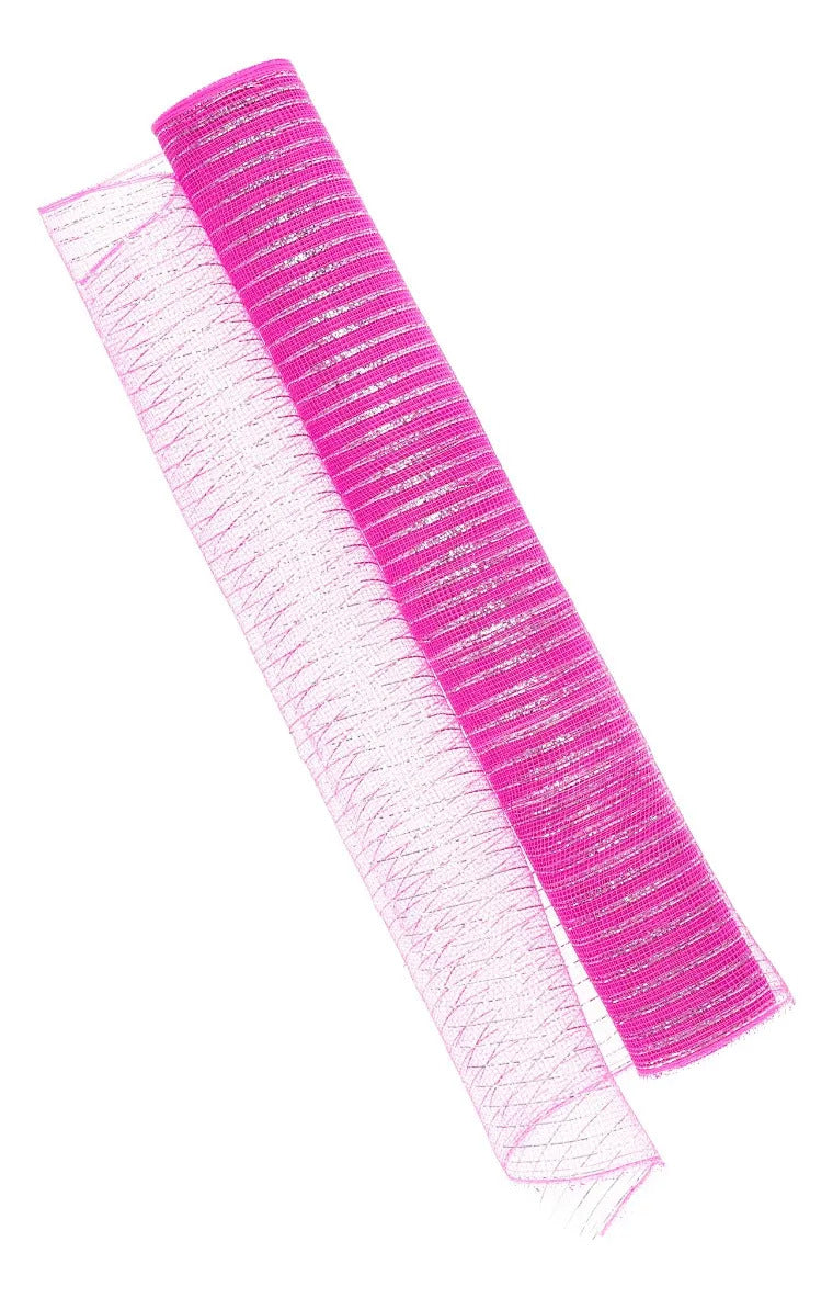 Malla Navideña lluvia Rosa Fucsia Con Plata 52 Cm 9 Metros