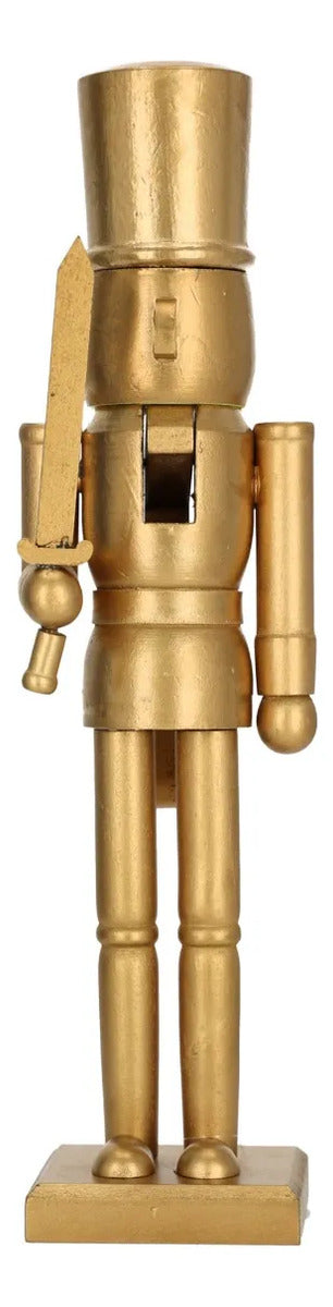 Soldado Cascanueces lluvia Dorado Con Arma Decorativa 30 Cm