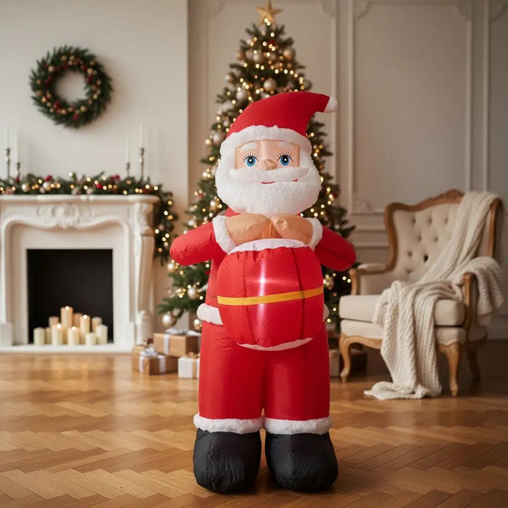 Inflable Navideño Santa Claus Con Regalo Marca Lluvia
