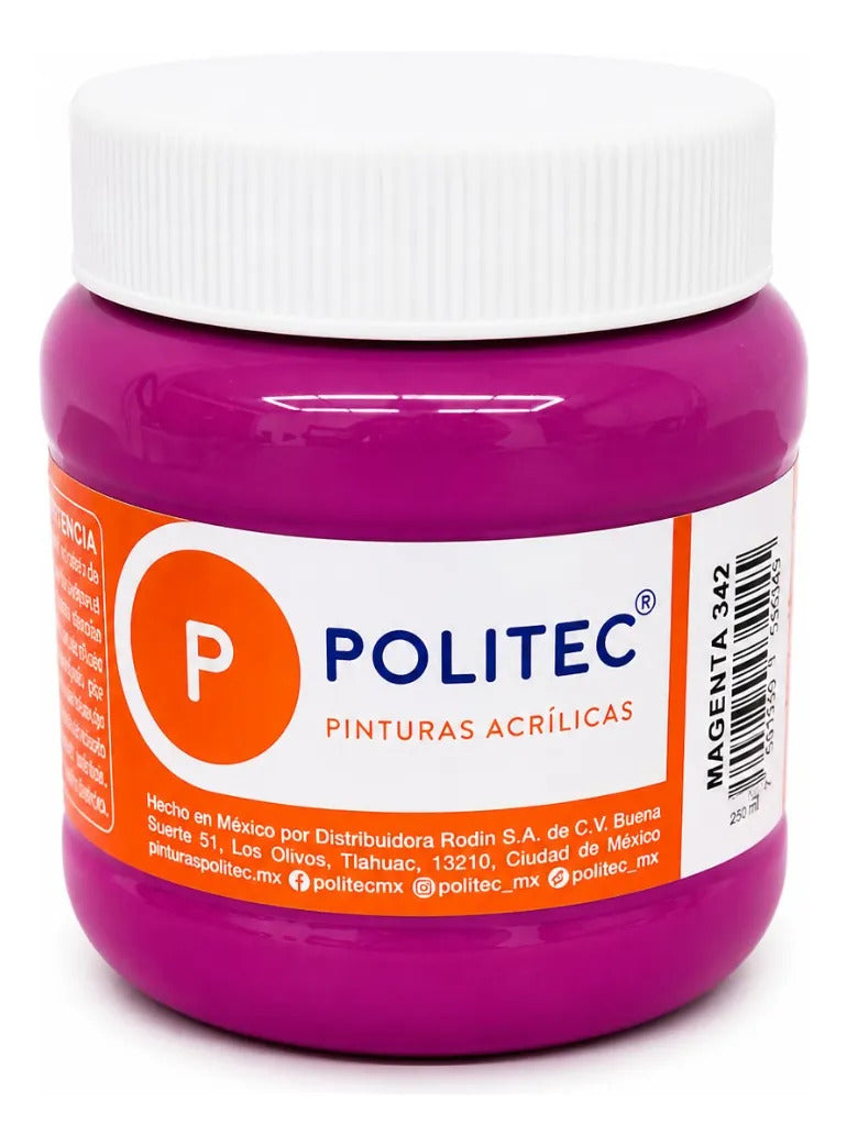 Pintura Acrílica Politec Magenta 250 Ml Multiusos Escolar