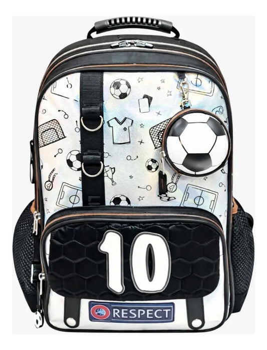 Set De Mochila Escolar Lluvia Numero 10 Futbol Tres Piezas