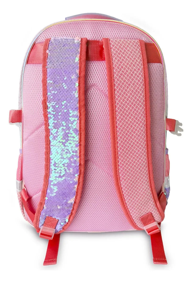 Mochila Escolar Monster Rosa Panquecito Desmontable