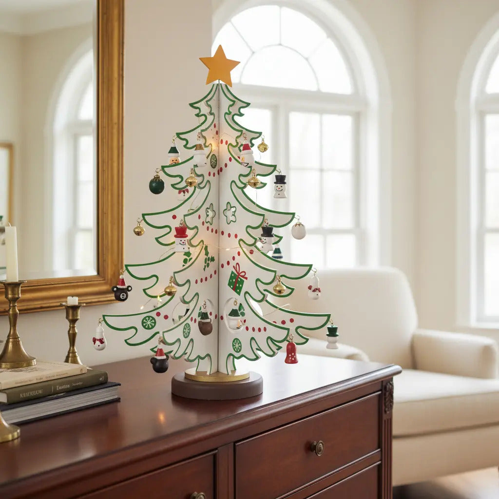 Árbol Artesanal De Madera Para Navidad Marca Lluvia