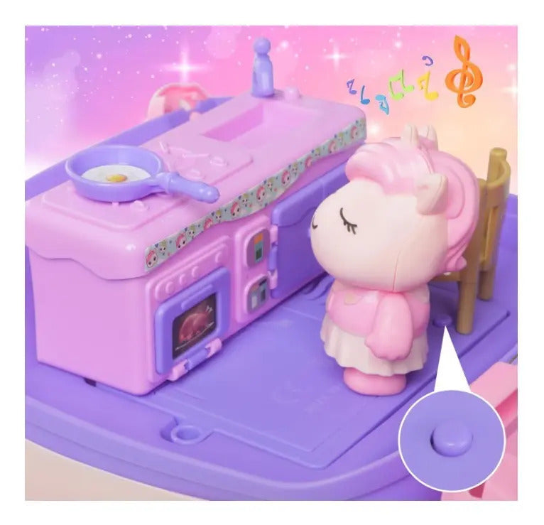 Mochila Casa De Unicornios Candy Toys Con Sonido 40 Piezas