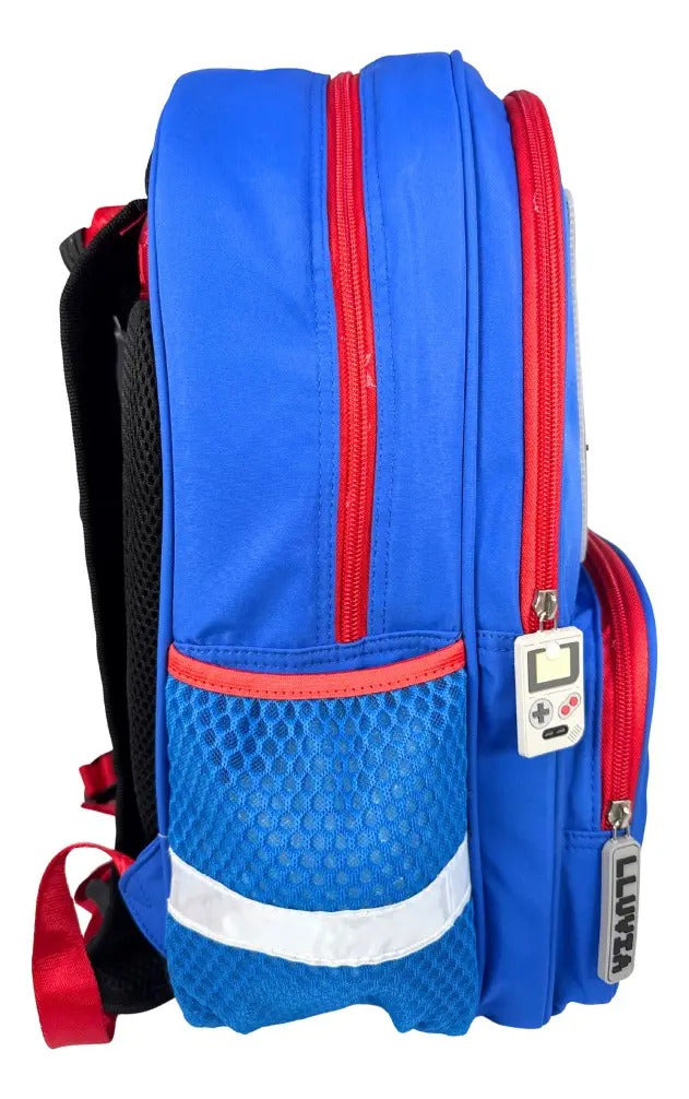 Mochila Primaria Marca Lluvia Gamer Azul Con Luz