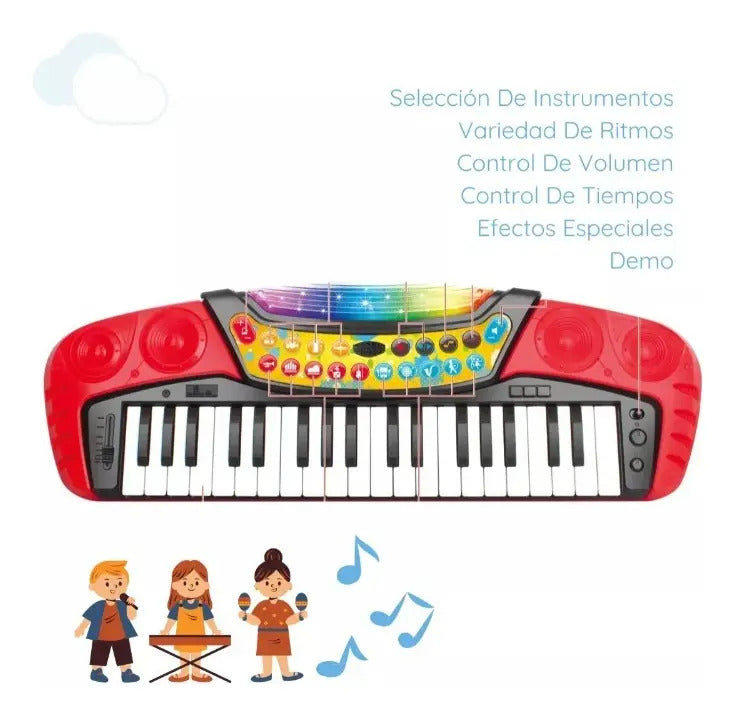 Piano Electrónico Infantil Candy Toys 37 Color Rojo