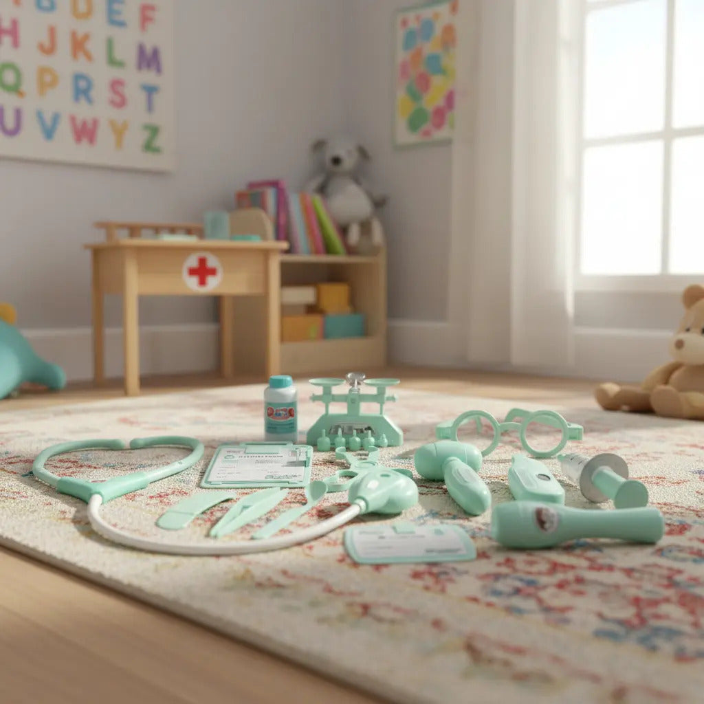 Set Doctor Infantil 15 Piezas Estetoscopio Con Luz Y Sonido