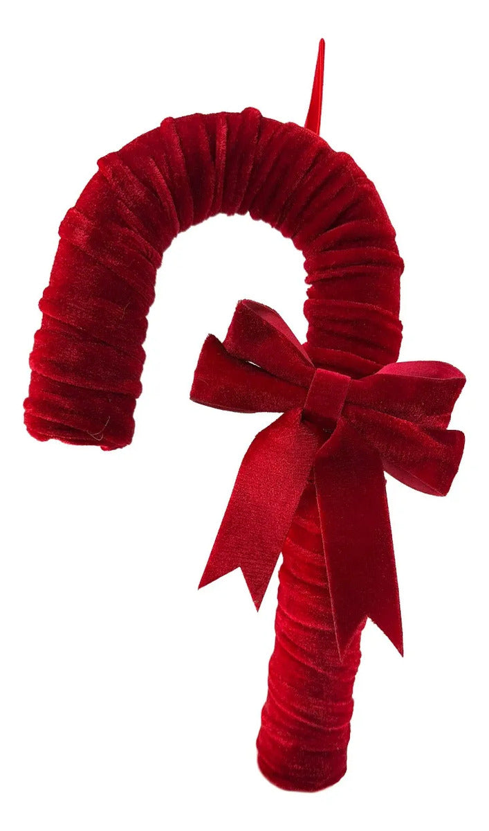 Caramelo Navideño Lluvia Lights Terciopelo Rojo y Moño 30 cm