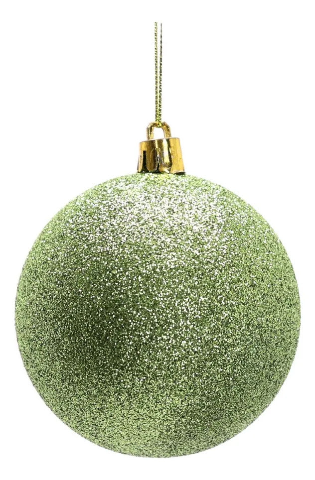 Set Esferas Navideñas Lluvia Verde Manzana 30 Piezas 8 Cm