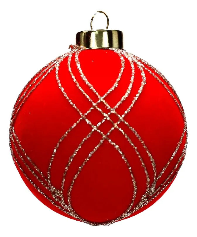 Esferas Navideñas lluvia Rojo Glitter Champagne 12 Piezas