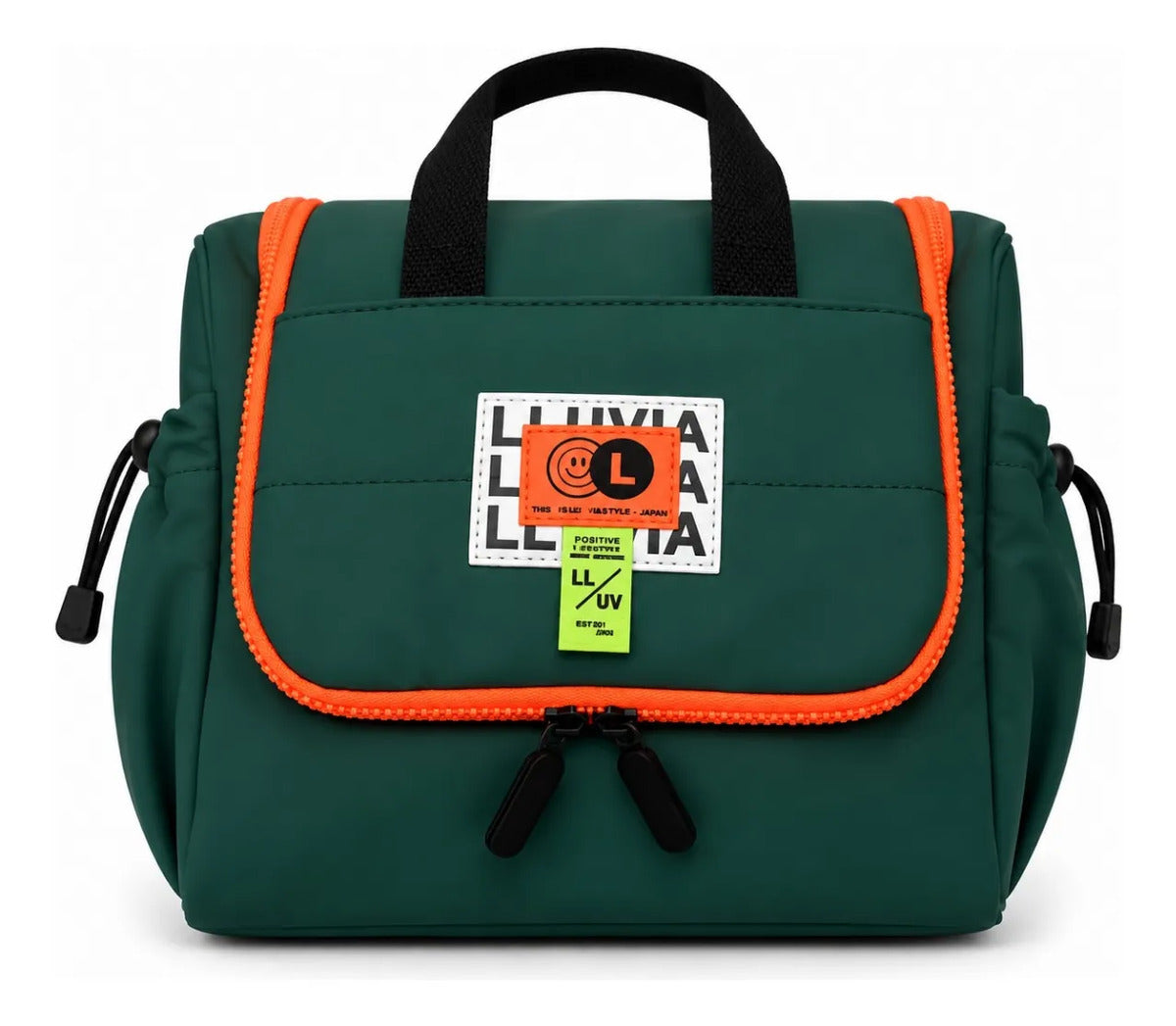 Set Escolar Tres Piezas Lluvia Verde Esmeralda Con Naranja