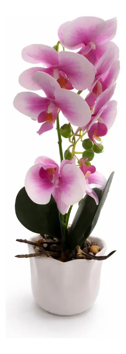 Orquídea Phalaenopsis Artificial En Maceta 3 Colores 42 Cm