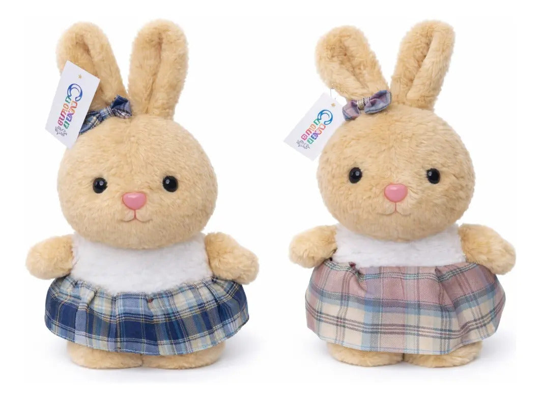 Peluche Conejita Con Vestido Cuadros 2 Colores 31 Cm