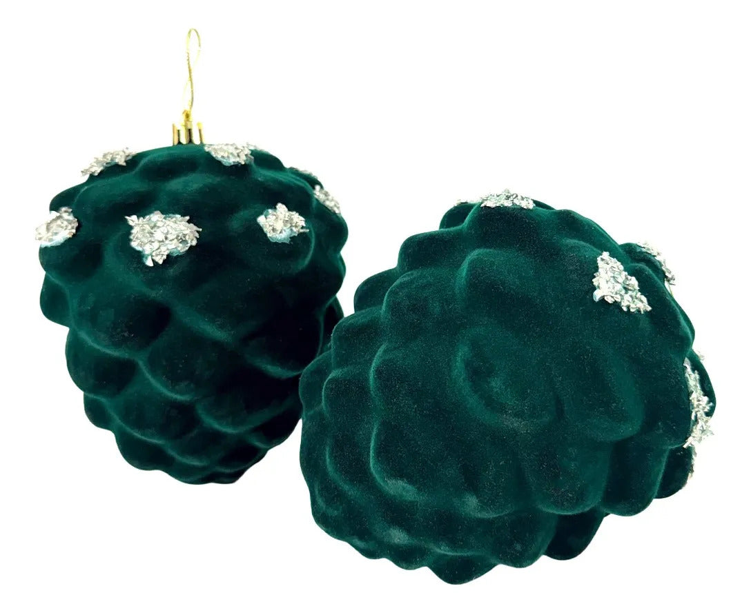 Piñas Navideñas Lluvia Light Verde 16 cm