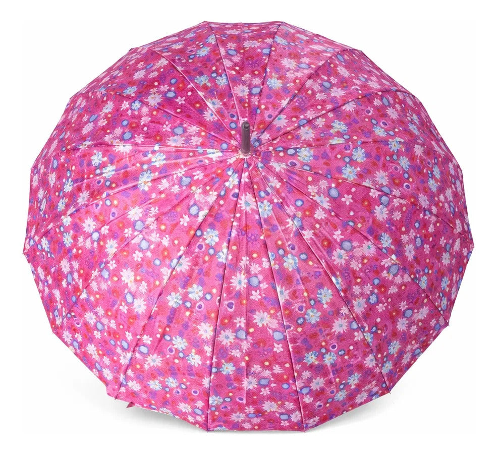 Paraguas Tipo Bastón Estampado Floral Resistente 16 Varillas