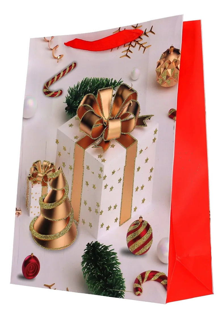 Bolsas de Regalo Navideñas Lluvia Diseños Elegantes 12 Pzas
