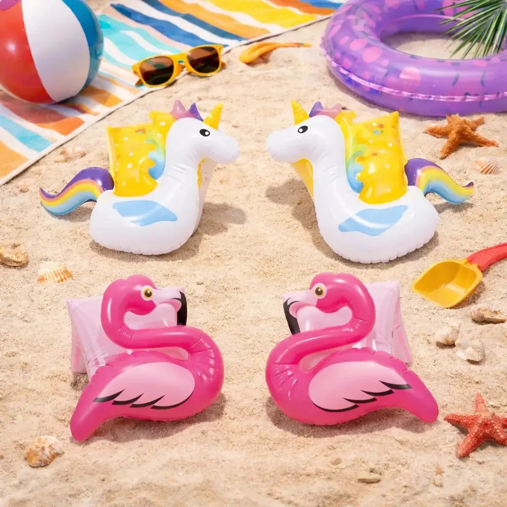 Flotadores Para Brazos Niña 23x15cm Flamingo Y Unicornio Rosa