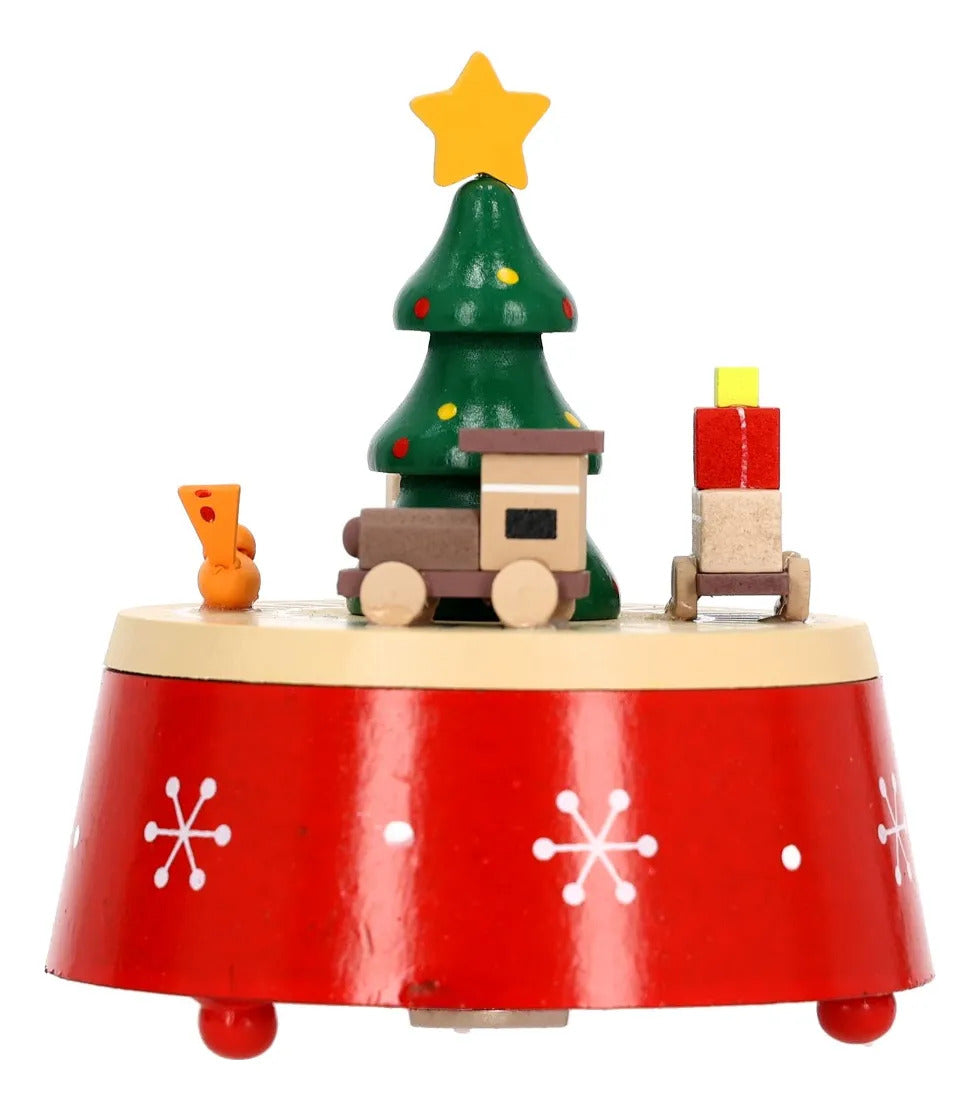 Adorno Navideño Lluvia Musical Santa Claus Y Tren 19 Cm
