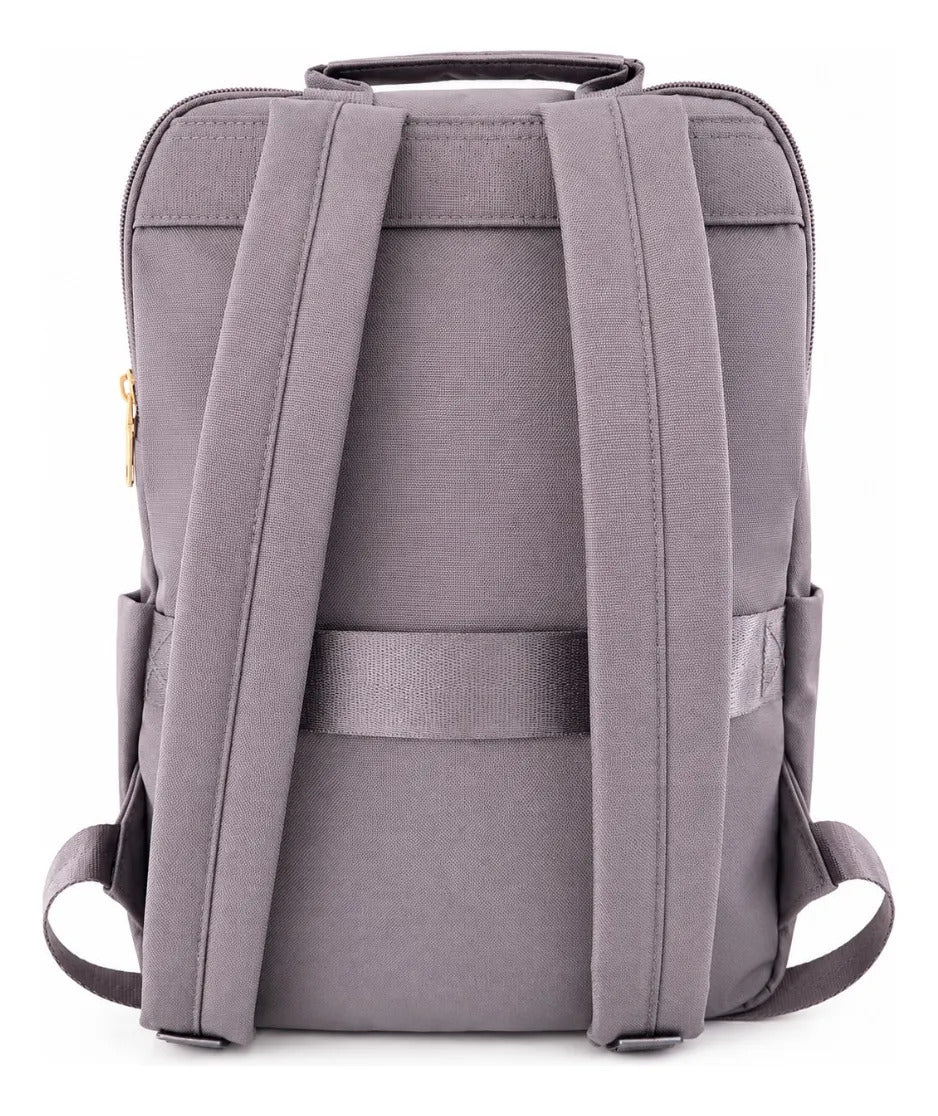 Mochila Juvenil Ejecutiva Lluvia Lila Satinado Con Dorado