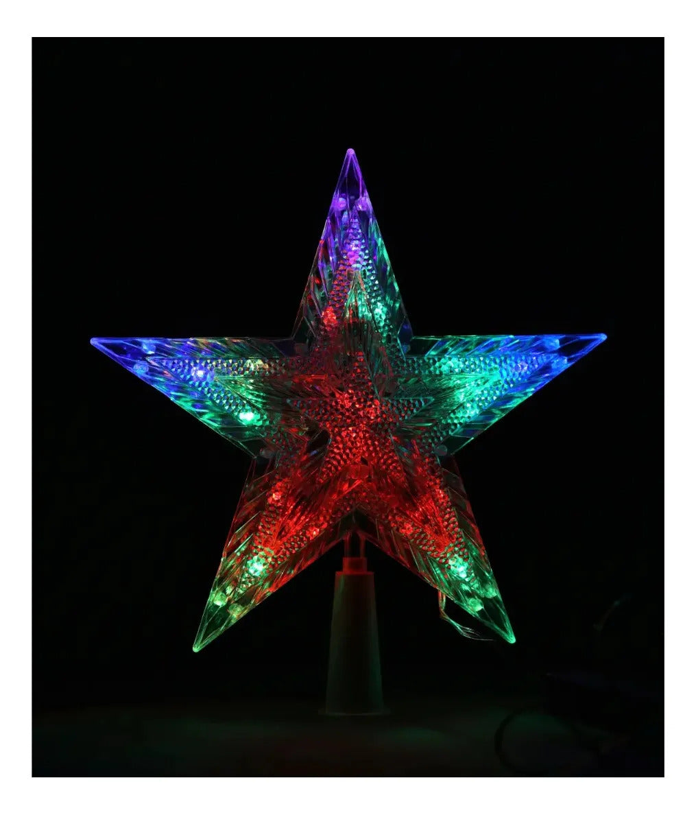 Punta De Árbol JL Estrella Multicolor Con Relieve 18 Led