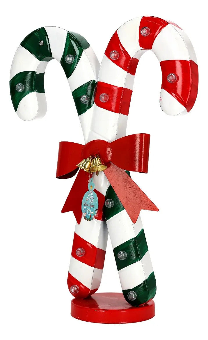 Bastones Navideños Con Luz Rojo Y Verde Candy Land 35 Cm