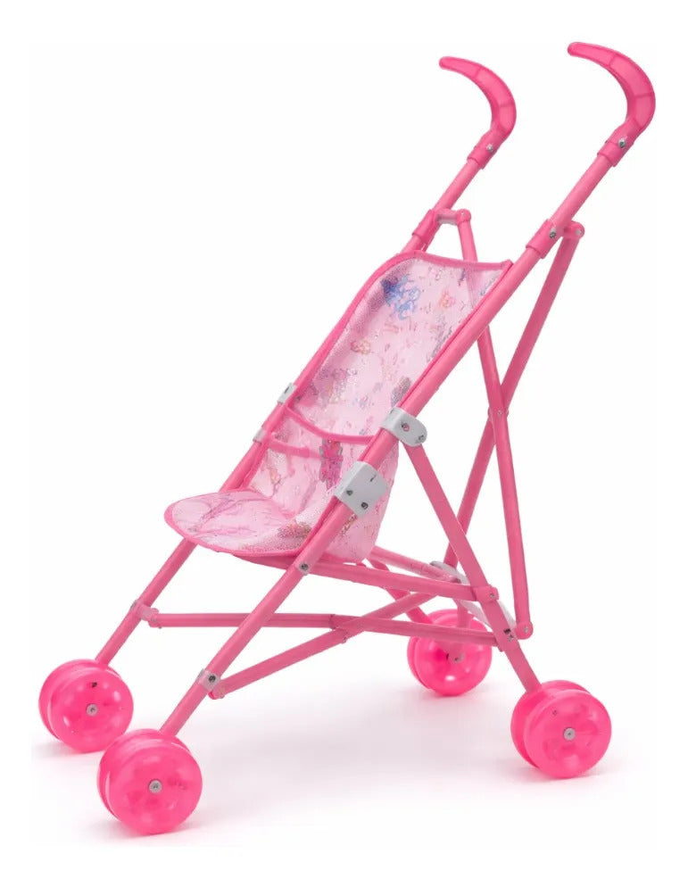 Carriola Para Muñeca Infantil Con Doble Rueda Rosa 50 Cm