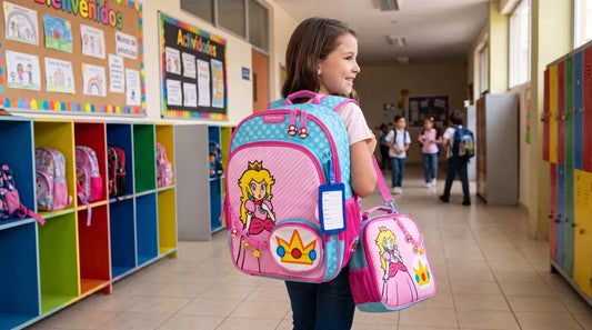 Set Mochila Tres Piezas Chenson Princesa Peach Con Charms