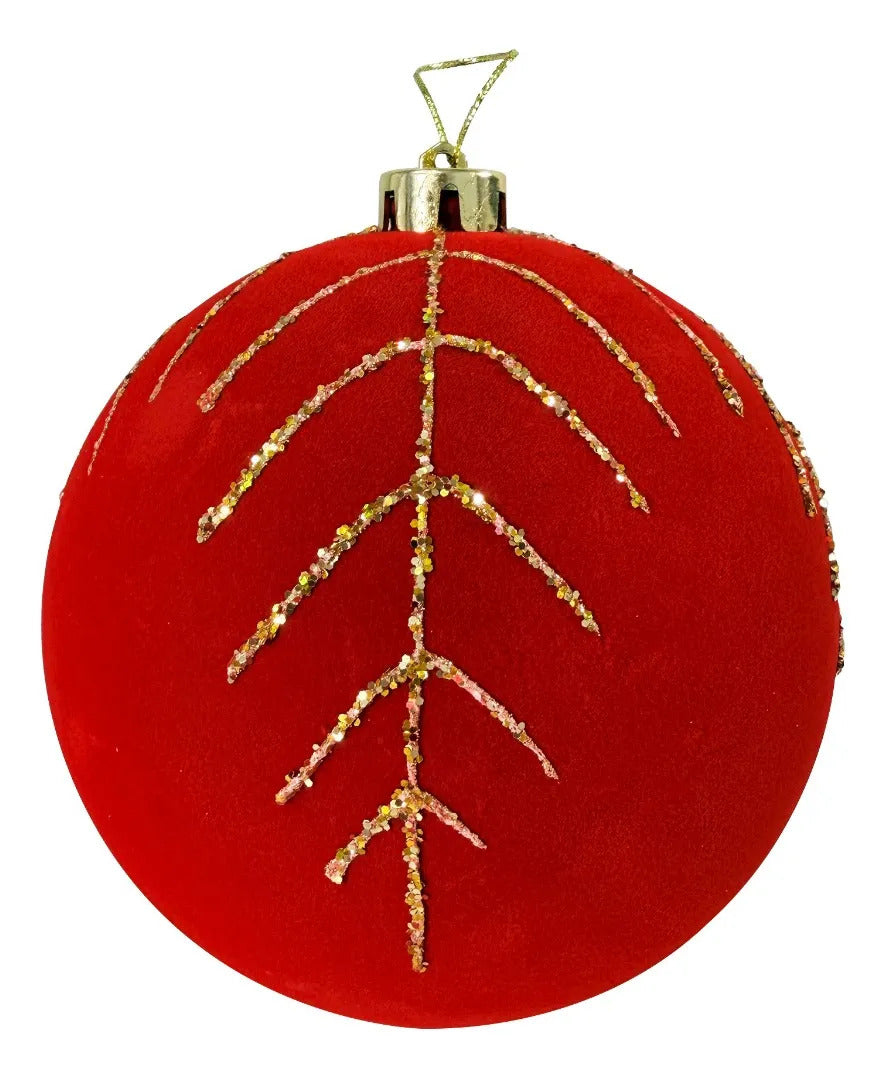 Esferas Navideñas Lluvia Rojo y Dorado 3 Piezas 15 cm
