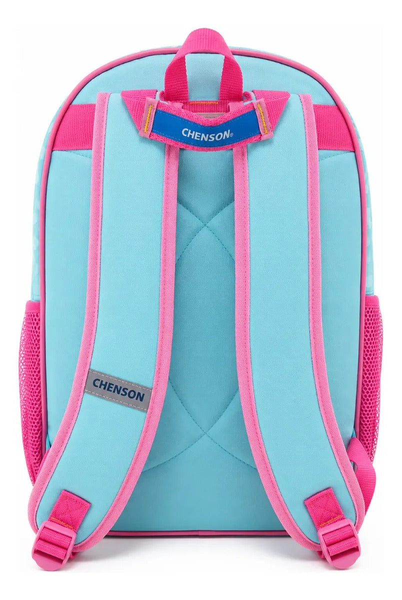 Mochila Escolar Chenson Peach Rosa Y Azul Con Credencia