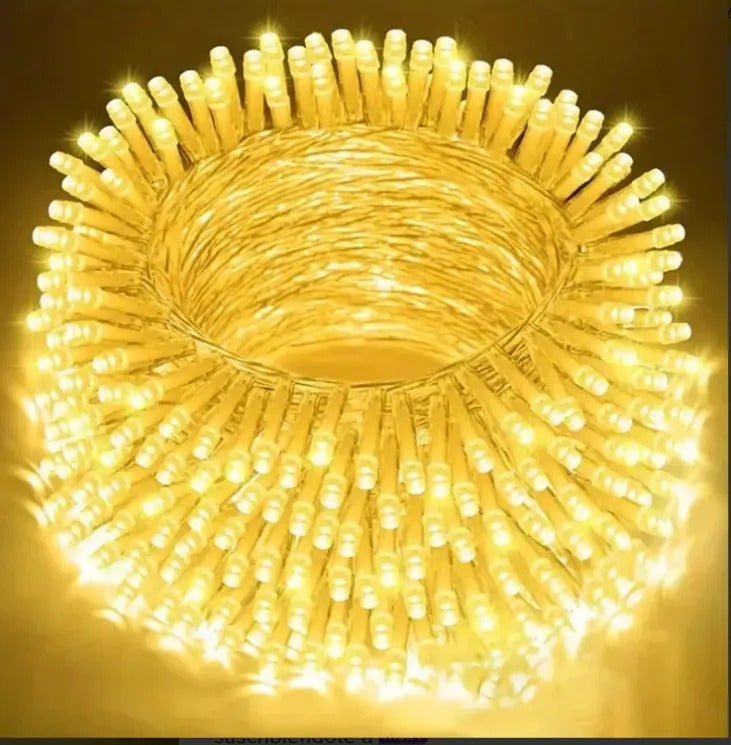 Serie Luz Calida  200 Focos Led 10 M Cable Transparente