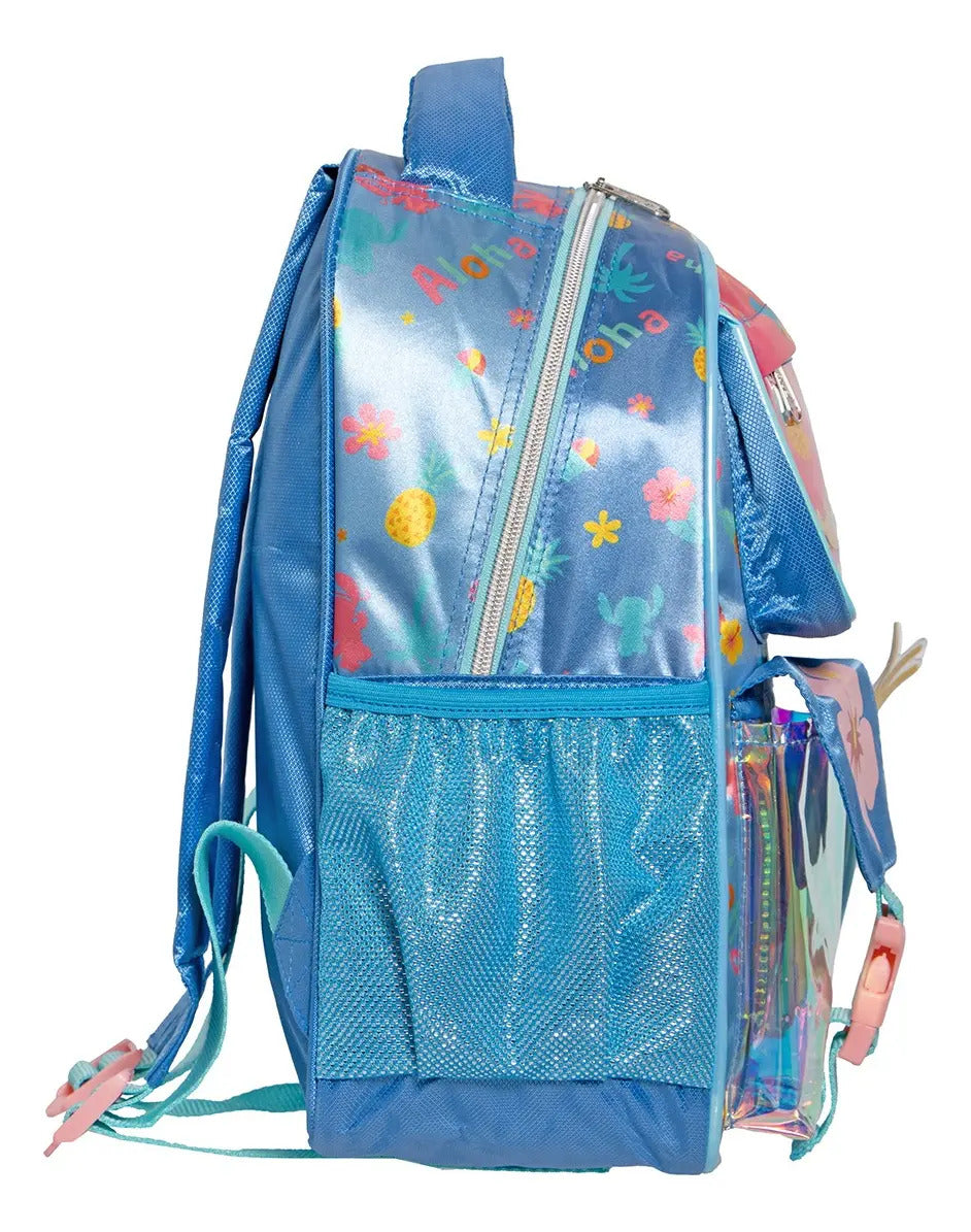 Mochila Kinder Ruz Disney Stitch Rosa Azul Aqua Estampado