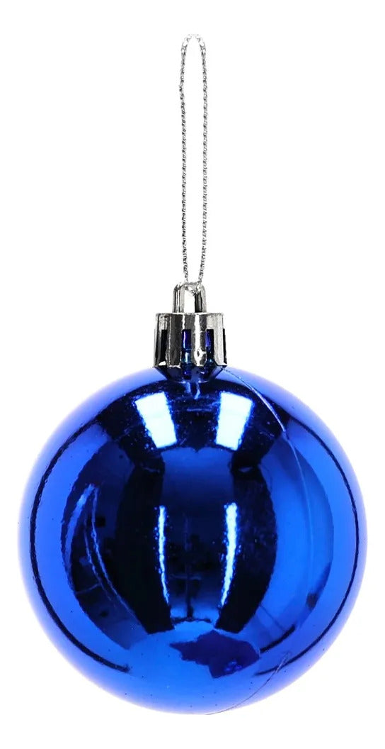 Set Esferas Navideñas lluvia Azul Rey 6 Cm Diseños Variados