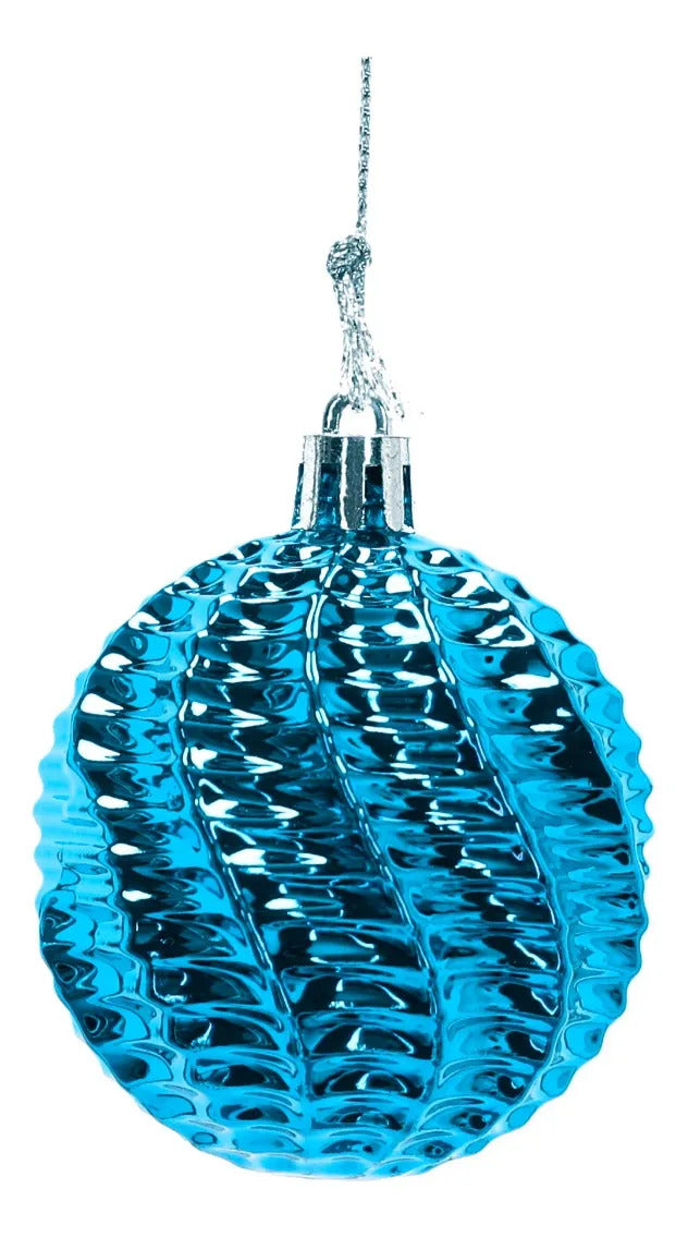 Set Esferas Lluvia Azul Aqua 30 Piezas Texturas Varias 6 Cm