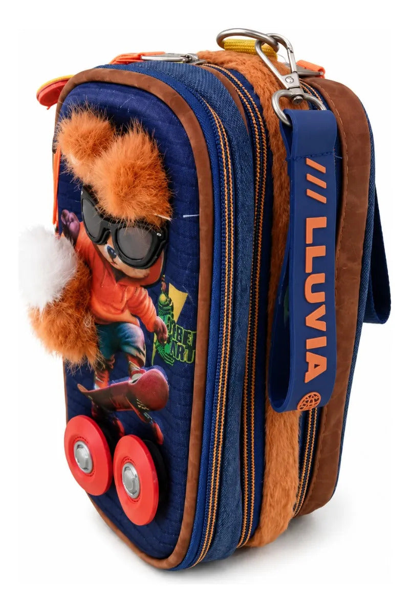 Lapicera Lluvia Zorro Skate Con Spinner Relieve Y 3 Cierres
