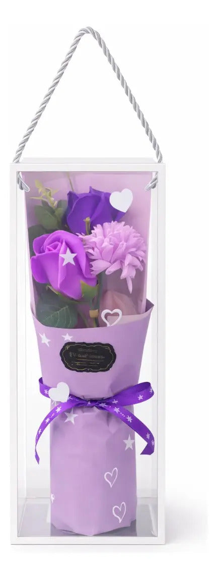 Arreglo Floral Rosas 3 Colore En Caja Transparente 29x6x13